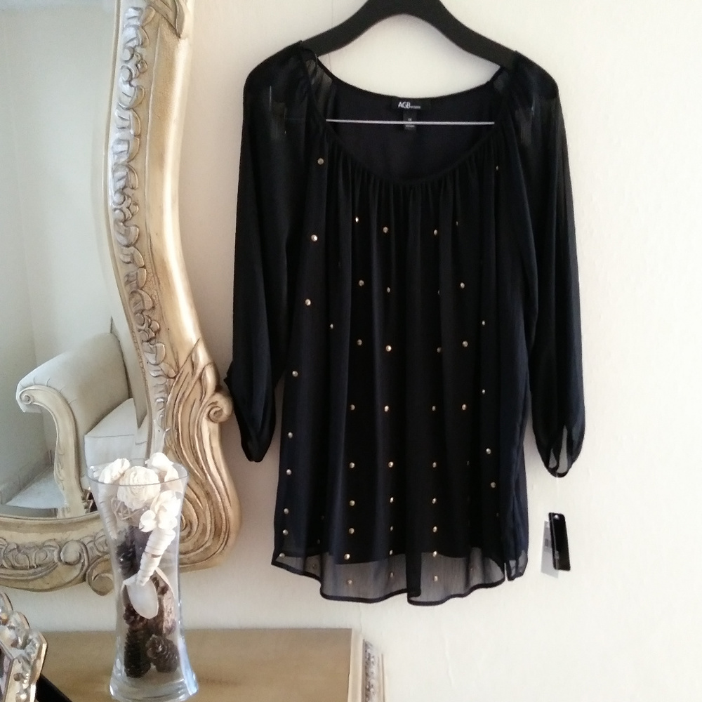 AGB Woman Black Top, sz 1X